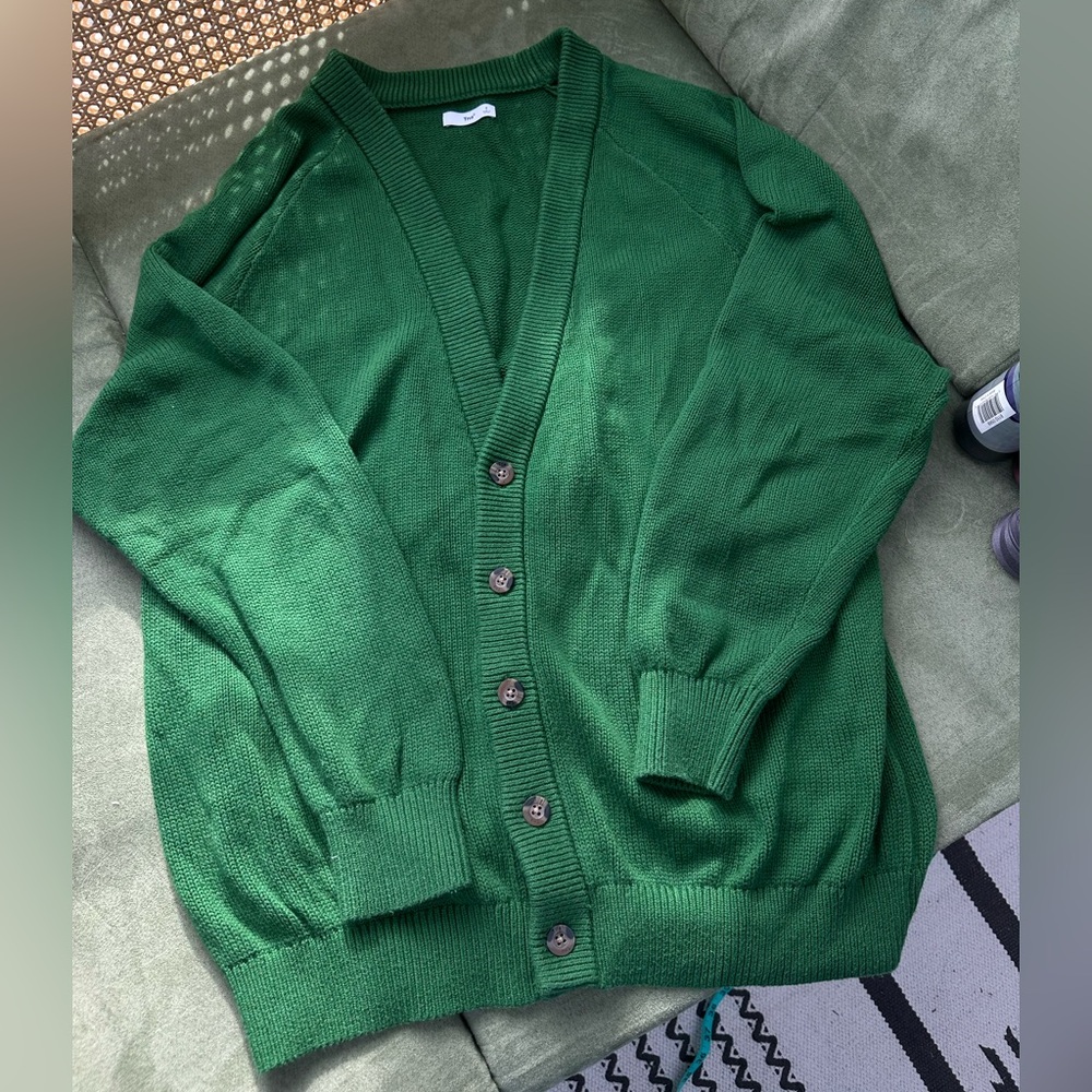 Artizia Tna Green Cotton Button Down Cardigan Sweater Size 2 Fits like a Large